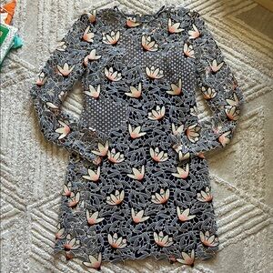 Self portrait Floral Embroidered Blue Dress